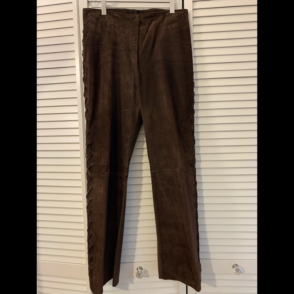 Yellowstone OSCAR LEOPOLD Brown Genuine Suede Leather Lace Up Pants fits size 6